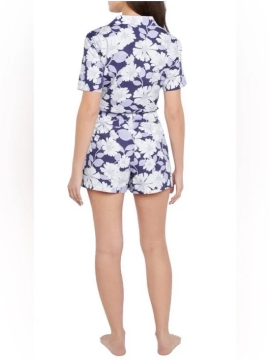 Women’s GAP Navy & White Floral Woven Short Pajama Set size Small - Picture 2 of 8